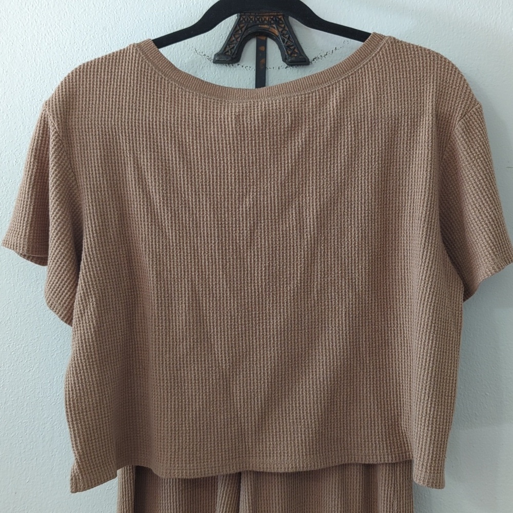 Abercrombie & Fitch Waffle Knit Lounge Set Tan Size M Top Size S Pants - Picture 4 of 8